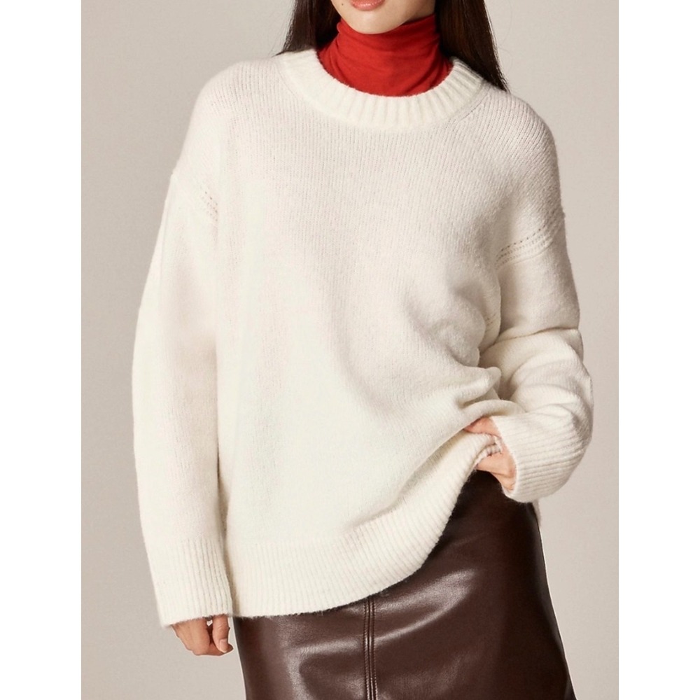 J CREW Relaxed crewneck pullover sweater NWT XXS ivory